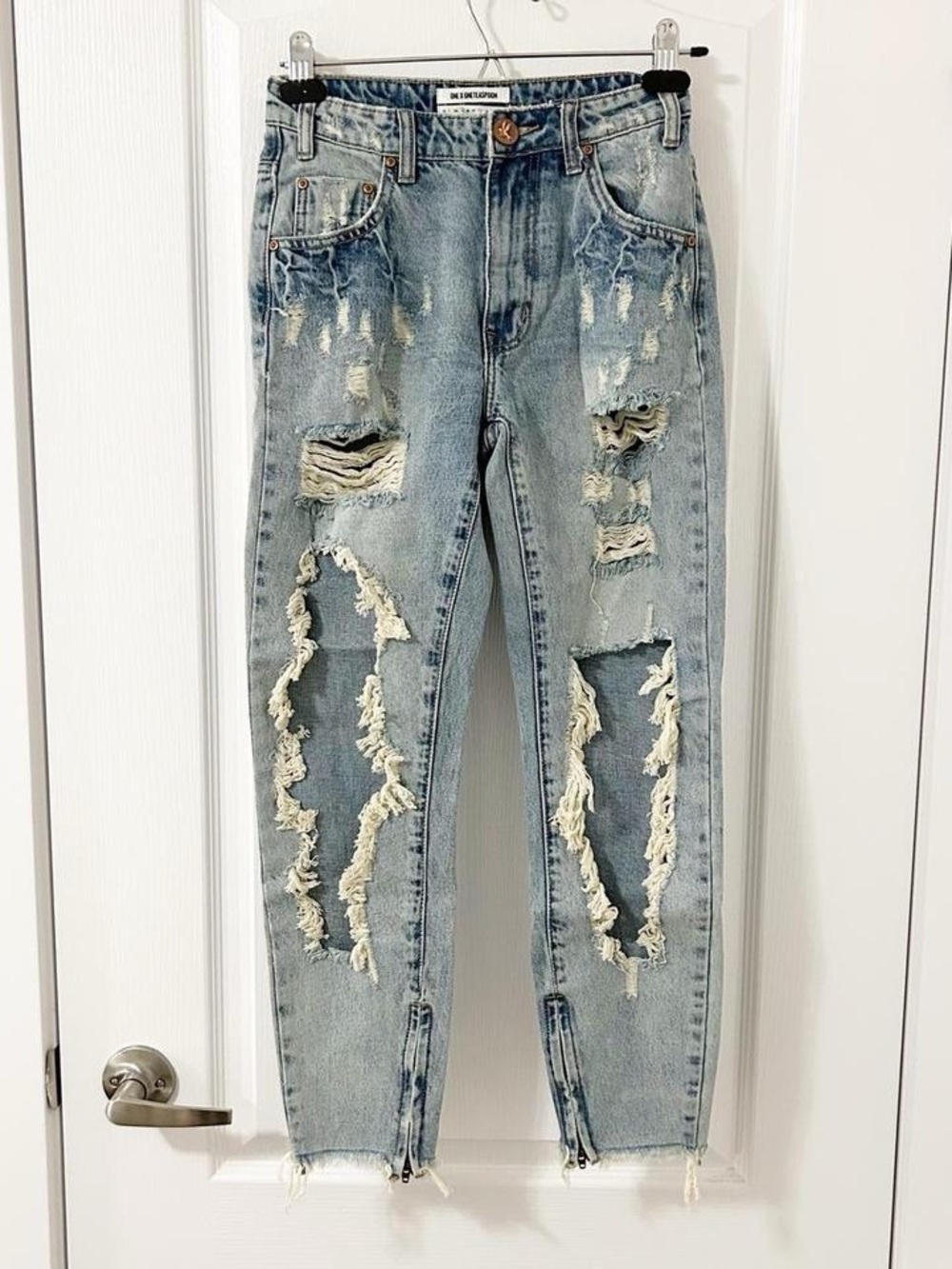One Teaspoon High Rise Waist Freebirds Skinny Jeans Denim distressed Size 26